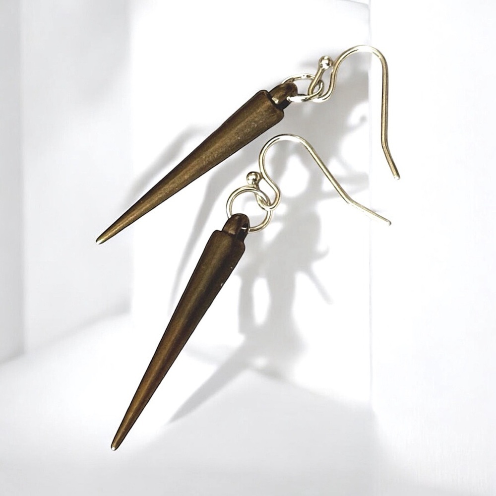 5 For $25💫Alternative Antique Gold Spike Dangles Earrings - Picture 3 of 4